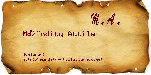 Mándity Attila névjegykártya
